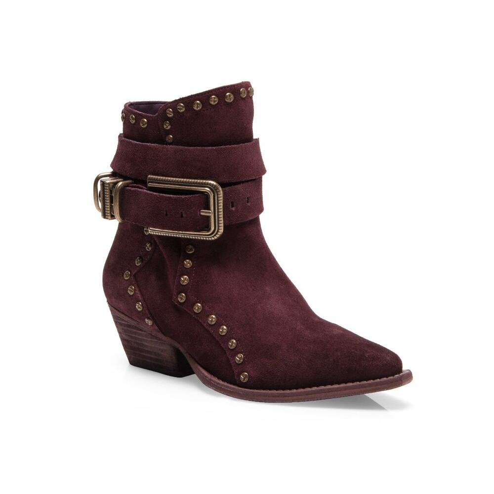 Free People Studded Brandy Wine Billy Ankle Boots Size 7.5 US / 37.5 EU